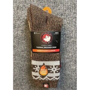 Men Canada Weather Gear Fleece Lined Thermal Brushed Crew Socks Size 6-12 Brown